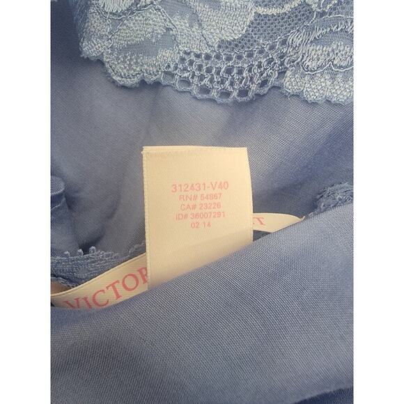 Victorias Secret Satin Mini Dress Womens Sz M Lace Trim 90's Fairy Blue Purple - Picture 15 of 16